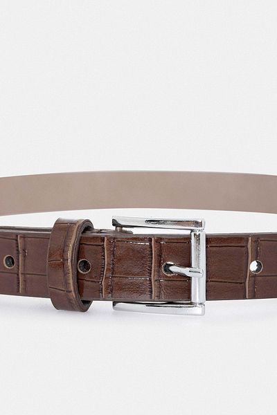 Antioch Brown Crocodile Skin Look Women's Belt