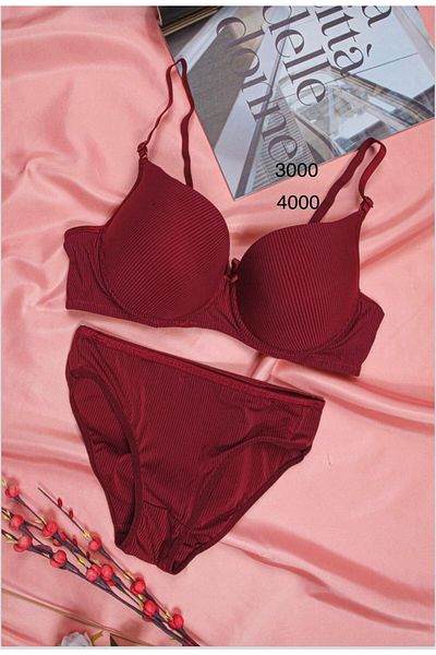DÖKMETAŞ Copy - Pink Supported Bra and Panty Set Striped Model