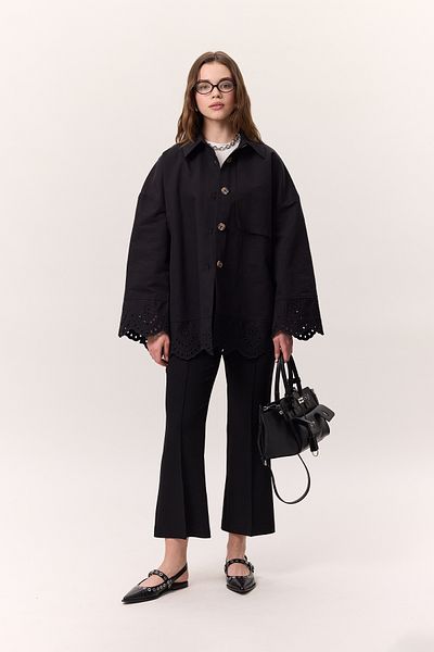 Manuka TRENCHCOAT MIT STICKEREI DETAILLIERTEM DESIGN SCHWARZ