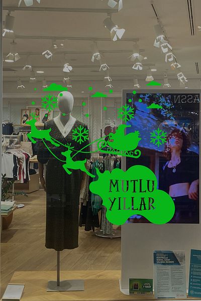 MIGNATIS Ταξίδι με τα ελάφια Άγιος Βασίλης με νιφάδες χιονιού και ευτυχισμένο το νέο έτος Χριστουγεννιάτικα στολίδια - Πράσινο