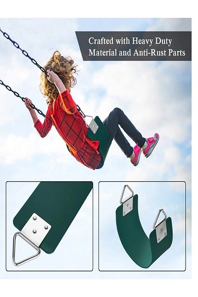 Fitness World Heavy Duty Iron Swing Bench with Iron Bar, Plastic Covered Chain and Snap Hooks,