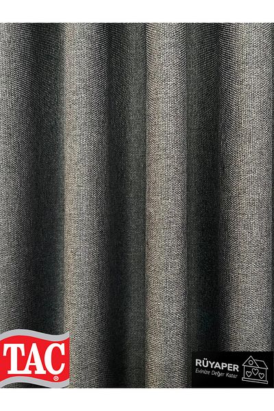 Taç Dreamper Gray Color Linen Blackout Blackout Curtain Straight Sewing No Pleats Washable Ironing