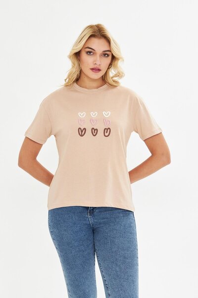 BELISTIL تي شيرت بيج مطرز على شكل قلب