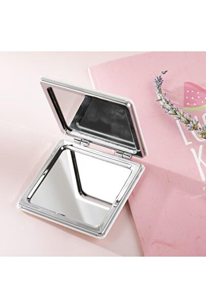 gaman Mini Kare Büyüteçli Makyaj Aynası - Cep Boy, Taşınabilir Kompakt Ayna