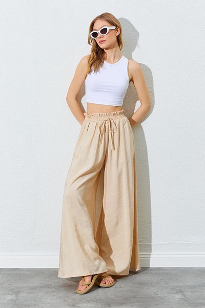 TENA Pantaloni modal de damă, bej, cu talie groasă, elastică