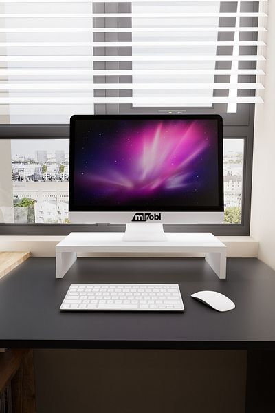 Mirobi Kula Screen Monitor Stand Base Organizer Stand Riser Coffee Table White