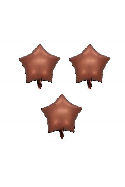 Organizasyon Pazarı 18Inch Chocolate Coffee Color 3Pcs Star Shaped Foil Balloon