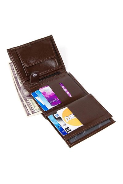 tuldar Men's Brown Leather Coin Compartment Card Holder Wallet (10X12Cm) Tul515
