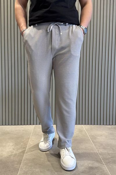 MİSHAR İTALİA Γκρι ανδρικό παντελόνι Jogger με αυτοσχεδιασμό μέσης