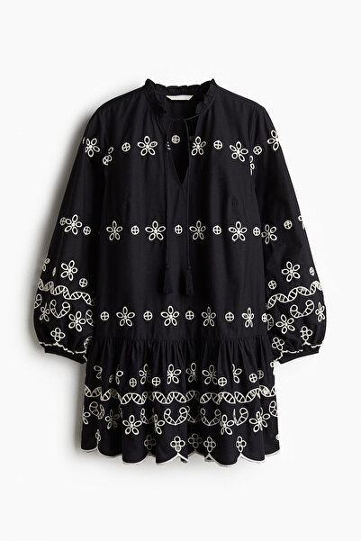 H&M Nakış İşlemeli Tunik Elbise