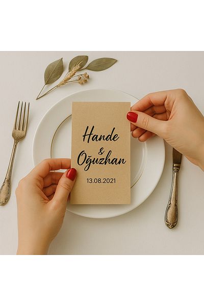 Karter İnovasyon Luxury Personalizable 50Pcs Kraft Napkin, Promise Decor, Engagement Napkin, Wedding Ornaments