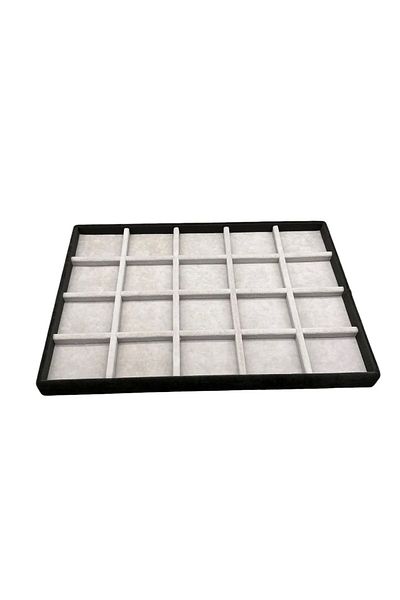MeGass Dekor Domestic Production Suede Fabric Two Color 34/24 cm 20 Compartment Jewelry Stand Inside Drawer