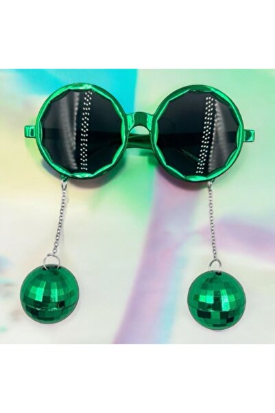 Barış Süs P نظارات كرات الديسكو الهزازة للحفلات الرجعية باللون الأخضر قطعة واحدة