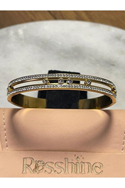 rosshine Gold Taşlı Messika Model Çelik Kelepçe
