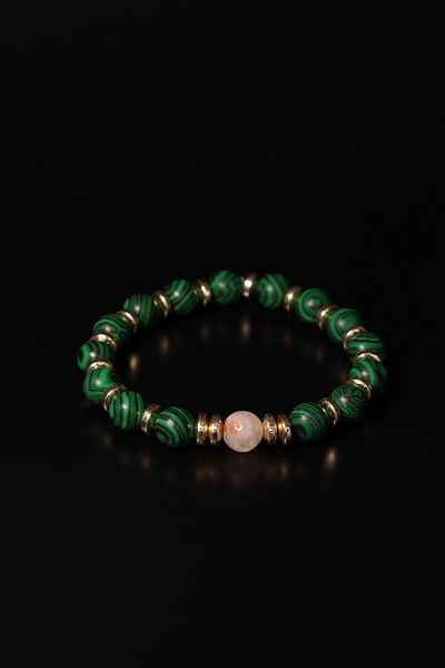 CessNova Certified 100% Genuine Malachite, Citrine and Gold Hematite 8mm Natural Stone Bracelet