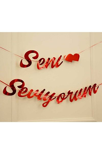 Organizasyon Pazarı Κόκκινο Χρώμα I Love You Στολίδι τοίχου με χειρόγραφο πανό
