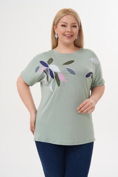 Siyezen Large Size Glittery Rhinestone Bat Sleeve Blouse