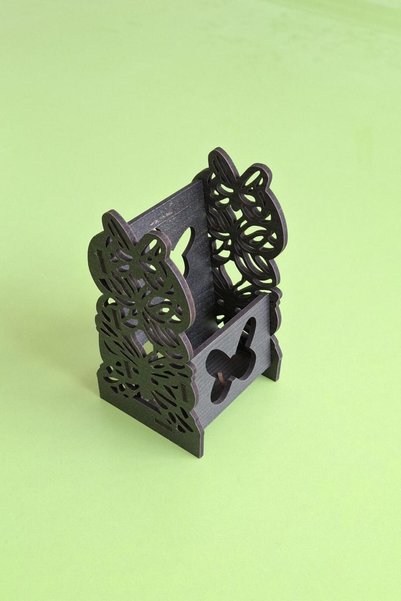 ERDİZDEN Natural and Elegant Solution Patterned 3 mm Mdf Business Card Holder for Your Business Cards