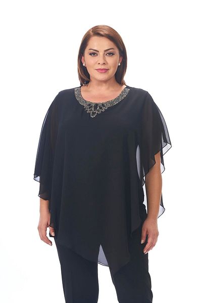 LİLAS XXL Bluză de rochie de seară din șifon de mărime mare