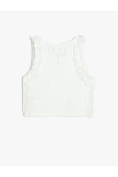 Koton Ecru Girl Child Labor Sleeveless T-Shirt 5Skg30008Ak