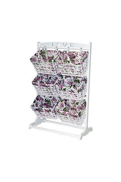 Generic Wooden organizer with 6 storage baskets