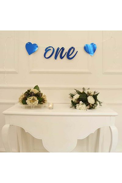 Organizasyon Pazarı ONE Written Metallized Blue Color Banner Στολίδι τοίχου με κορδόνι 1 έτους Στολίδι για πάρτι