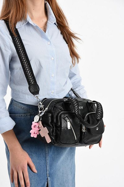 571 Collections Çanta Faux Leather Shoulder Bag Black (Model: 571-13-17F)