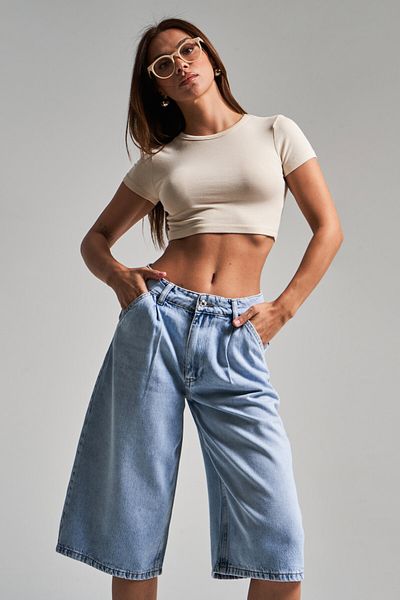 its basic Blugi de damă Culoare 4s5-3 Mărime maxi 100% bumbac Denim Bermude