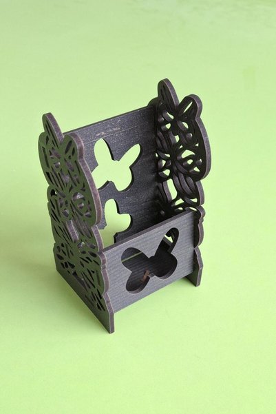 ERDİZDEN Natural and Elegant Solution Patterned 3 mm Mdf Business Card Holder for Your Business Cards