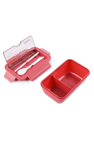 British Chef Lunch Box & Cutlery Fork Spoon, Leak Proof 2 compartments 1100ml Capacity
