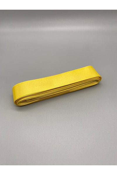 Ak Tuhafiye Yellow Satin Ribbon 4 cm 10 Meters Jewelry Ribbon, Wide Satin, Bundle-Ornament-Decor Ribbon No:5