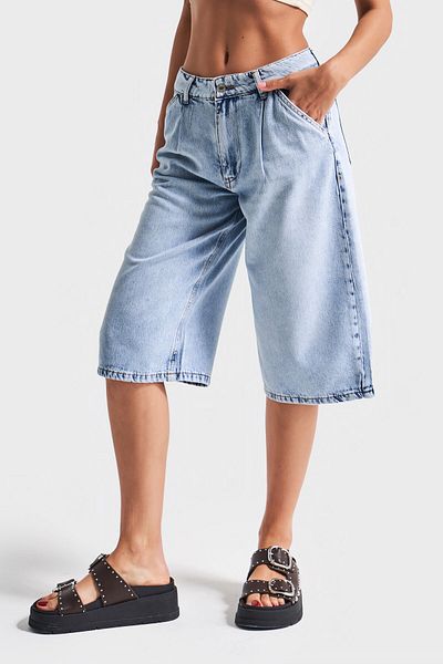 its basic Blugi de damă Culoare 4s5-3 Mărime maxi 100% bumbac Denim Bermude