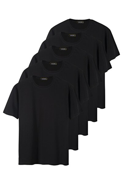 BUCADO Pachet de 5 tricouri Basic Black Oversize