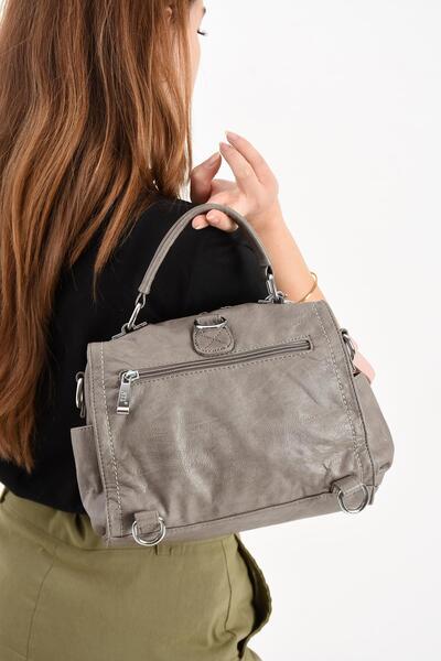 571 Collections Çanta Faux Leather Shoulder Bag Gray (Model: 571-13-17E)