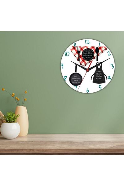 Hediye Vakti Wall Glass Clock Specially Designed for Mothers