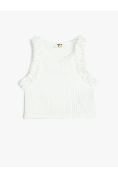 Koton Ecru Girl Child Labor Sleeveless T-Shirt 5Skg30008Ak
