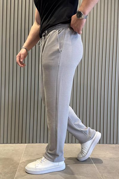 MİSHAR İTALİA Γκρι ανδρικό παντελόνι Jogger με αυτοσχεδιασμό μέσης