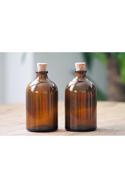 junibeliw 100 ml Boş Amber Şişe Mantar Tıpalı Cam Şişe Dekoratif Koku Şişesi ...