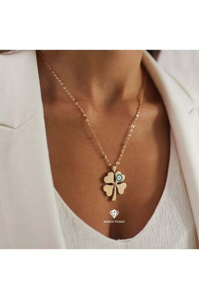 HAMZA YILMAZ MÜCEVHERAT Nazar Mineli Yonca Kolye Ucu