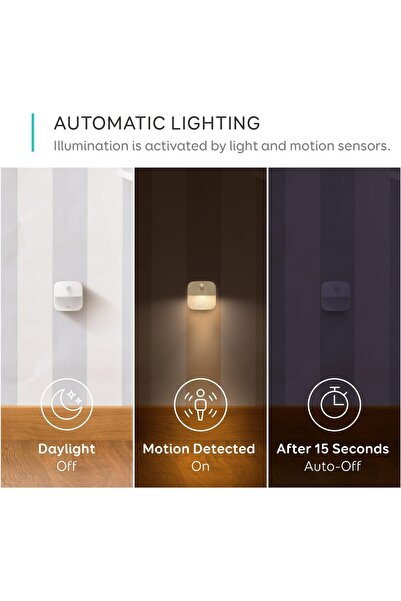 eufy Lumi 3’lü LED Gece Lambası Hareket Sensörlü, Otomatik Açma/Kapama, Sıcak Beyaz Işık