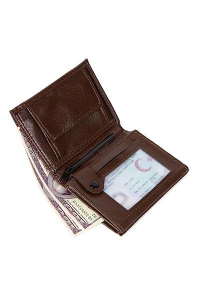 tuldar Men's Brown Leather Coin Compartment Card Holder Wallet (10X12Cm) Tul515
