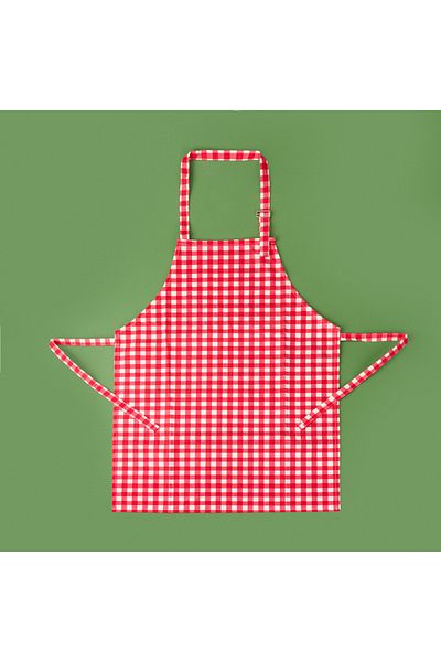 Evidea Soft Gingham Kitchen Apron - Red / Ecru - 63X72 cm