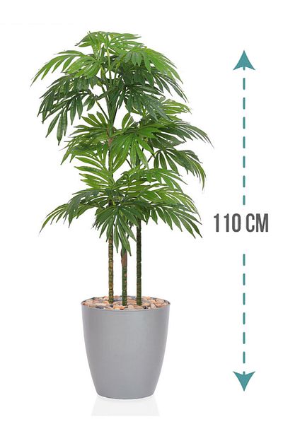 Generic Artificial palm tree 110 cm (3 branches) with a cylindrical plastic stand
