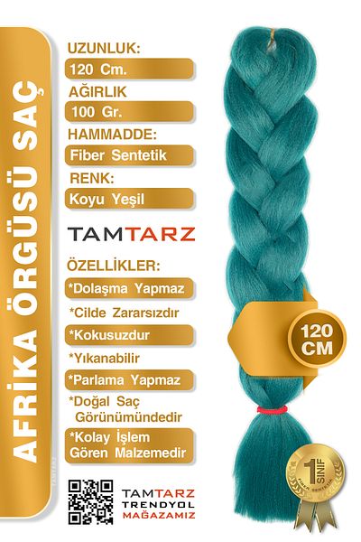 TAM TARZ Dark Green Synthetic Hair for African Braid Rasta and Box Braid