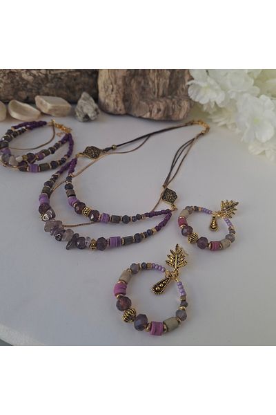 azra takı tasarım Women's, necklace, bracelet, earring Set Handmade, Authentic