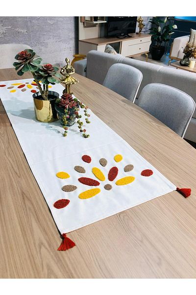 LUWİNO HOME Punch Runner Daylight with Pompom 35*140 cm