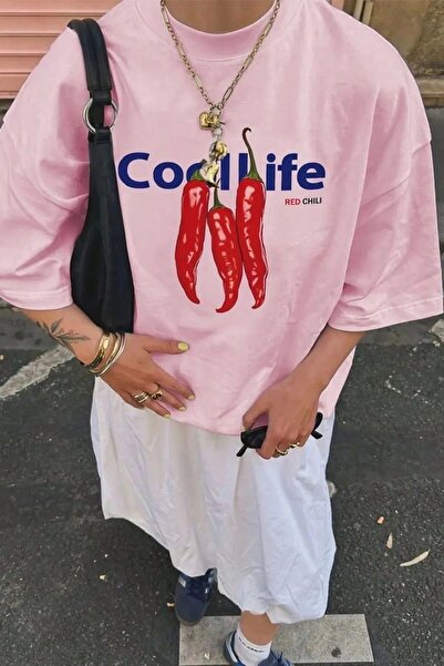 Violon Cool Life print detaljna oversize unisex majica kratkih rukava