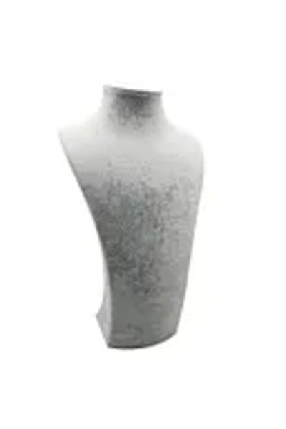 MeGass Dekor Suede Fabric Elisia Mannequin Gray Color 32/15 cm Necklace Choker Jewelry Display Manikin