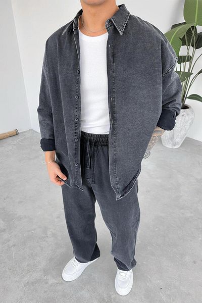HAFKAGİYİM Πουκάμισο Smoked Acid Wash Oversize