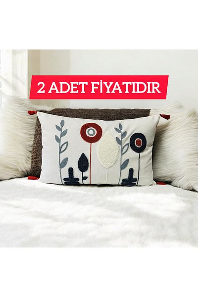 LUWİNO HOME Punch Dandelion Pattern Claret Red Pompon Perna dreptunghiulara 35x55 cm